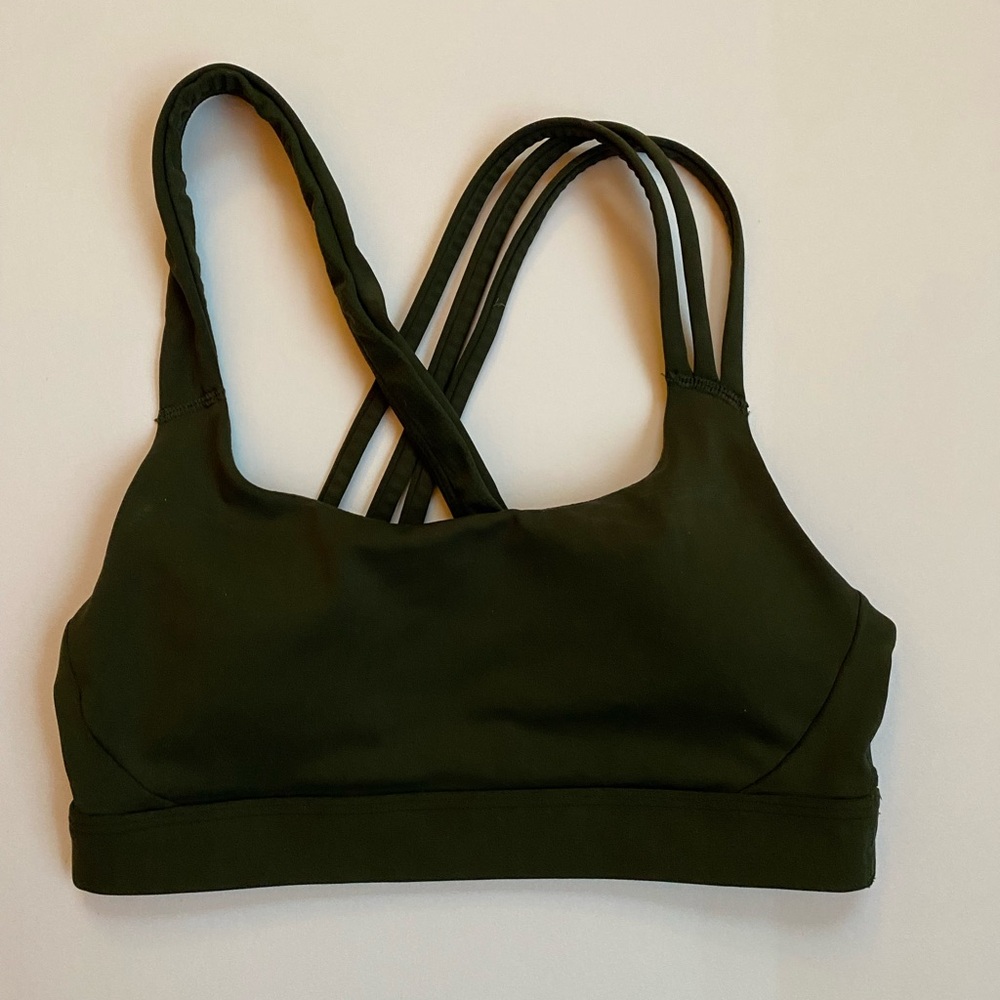 Athleta Strappy Sports Bra - Dark Green